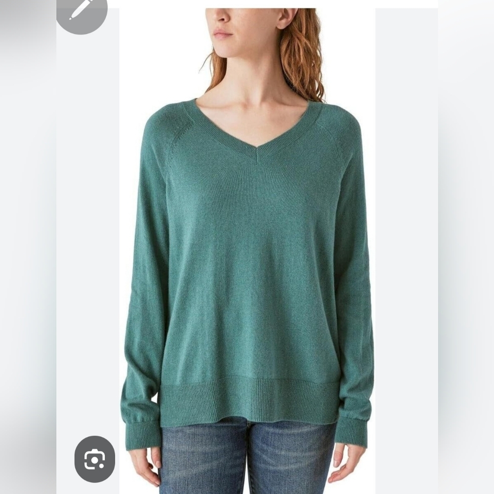 Women's V-Neck Sweater - Teal Sz XS